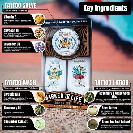 Kit de Cuidado para Tatuajes Marked IV Life de Billy Jealousy