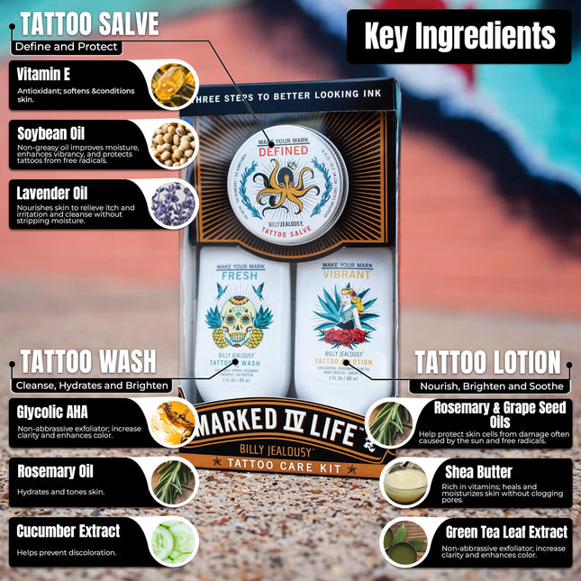 Kit de Cuidado para Tatuajes Marked IV Life de Billy Jealousy