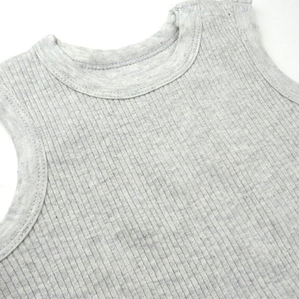 Ensemble combinaison sans manches côtelée et bonnet HonestBaby en coton biologique pour bébés garçons, filles, gris chiné clair, 12 mois, gris chiné clair (lot de 2), 12 mois