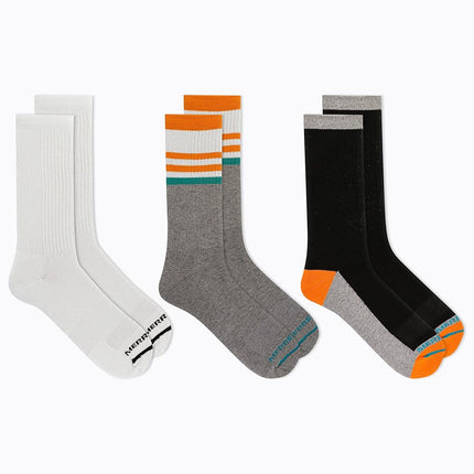 Merrell Men's and Women's Cushioned Cotton Socks-3 Pair Pack-Unisex Breathable Mesh Comfort Zones, Crew - Orange Assorted, Medium-Large
