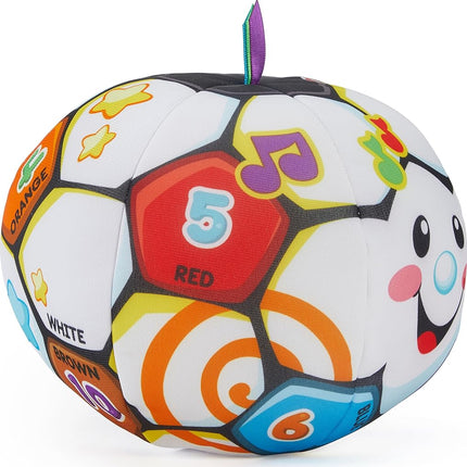 Fisher-Price Laugh & Learn Singin' Soccer Ball, Soft Toy Ball with Music and Learning Phrases for Infants and Toddlers Ages 6-36 Months