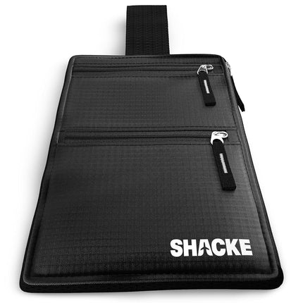 Cartera de viaje oculta Shacke con bloqueador RFID (cartera negra con correa negra)