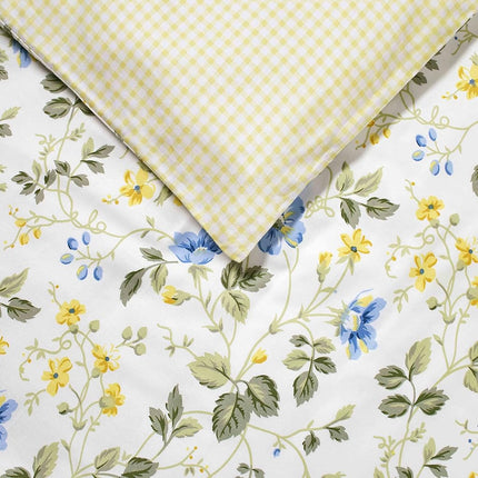 Laura Ashley Home - Twin Duvet Cover Set, Cotton Sateen Reversible Bedding with Matching Sham, All Season Home Decor (Meadow Floral Blue, Twin)