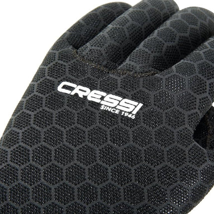 Cressi High Stretch Gloves -Unisex 5-Finger Diving Gloves made of Soft, Single-lined, High-strength Neoprene, 3.5mm, Black/Red Logo, L