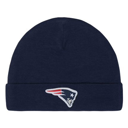 NFL 3 Pack BODYSUIT FOOTED PANT AND CAP, Blue boyNew England Patriots, 0-3M