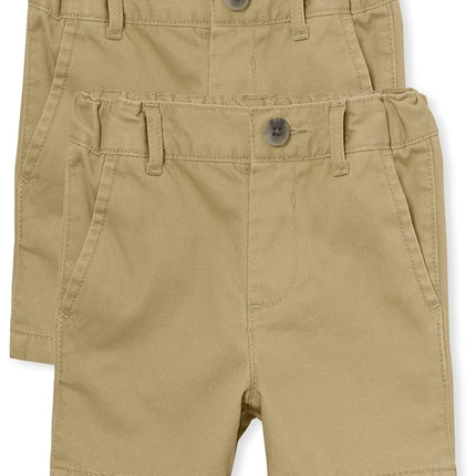 The Children's Place Baby Boys' and Toddler Chino Shorts, Flax 2-Pack, 2T