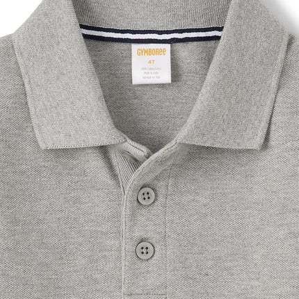Gymboree Boys and Toddler Short Sleeve Polo Shirt, Heather Grey, 2T