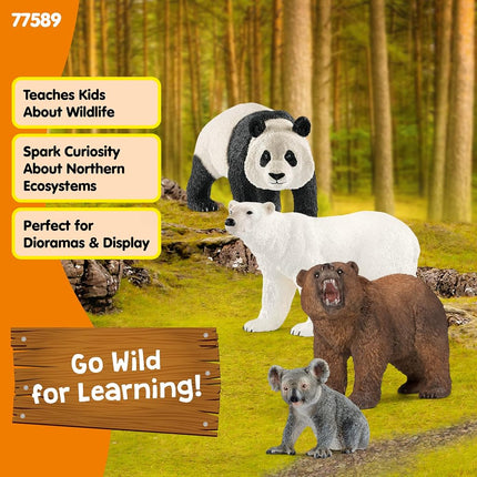 Schleich Wild Life - 4Pc Bear Figure Toy Playset - Kids Ages 3+ | 77589