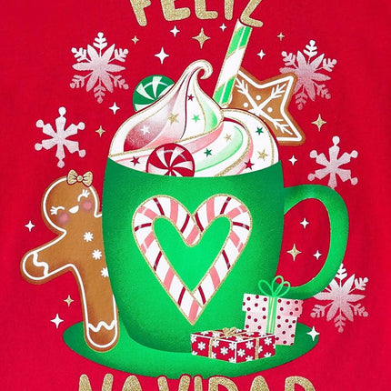 The Children's Place Girls' All Holidays Long Sleeve Graphic T-Shirts,multipacks, Christmas Feliz/Cat 2-Pack, X-Small