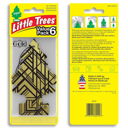 LITTLE TREES Air Fresheners Car Air Freshener. Hanging Tree Provides Long Lasting Scent for Auto or Home. Gold, 24 Air Fresheners