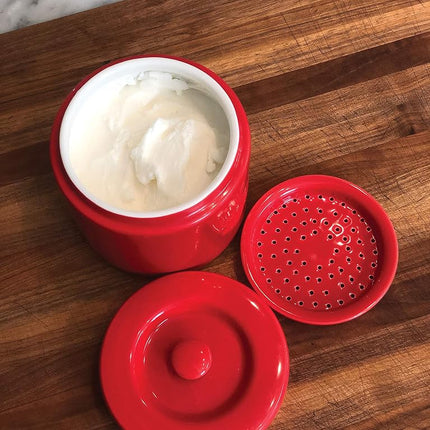 Fox Run Ceramic Bacon Grease Container, 5 x 5.5 inches, Red