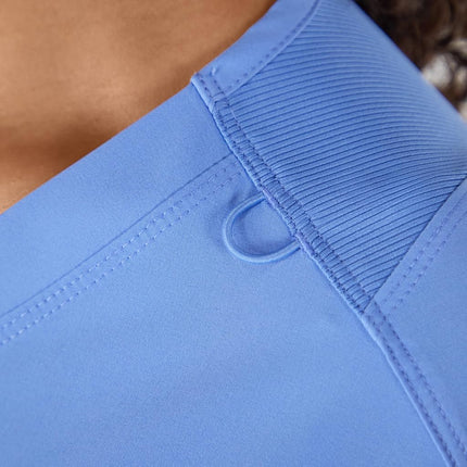Hanes Women's Plus Size Healthcare Top, Moisture-Wicking Stretch Scrub Shirts, Ribbed Back Panel, Ceil Blue 2, Large