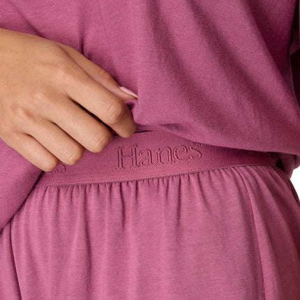 Hanes Women's Originals 2 Piece Lounge, Comfywear Supersoft Boxy T-Shirt & Sleep Shorts Loungewear Set Pajama, Mauve Mood/Mauve Mood, XL (Pack of 2)