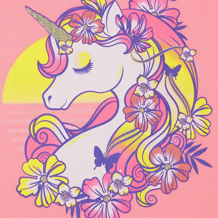 The Children's Place Girls' Unicorn Short Sleeve Graphic T-Shirts, Unicorn Sunset, Medium