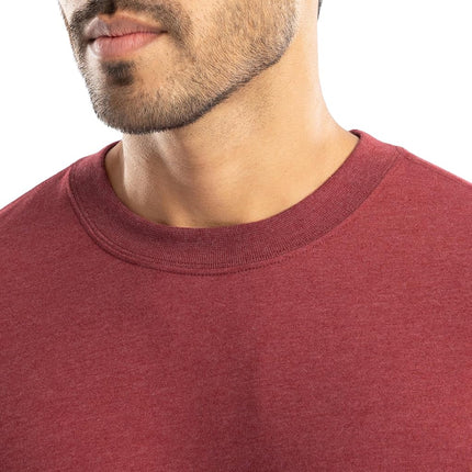 Wrangler Mens Jersey Knit Long Sleeve T-Shirt, Red Heather, S