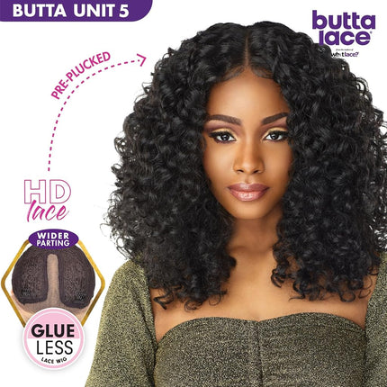 Sensationnel Butta lace front wigs - butta unit 5 glueless extra wide 5 inch deep part synthetic wig preplucked hairline hd lace with babyhair - Butta unit 5 (1B OFFBLACK)