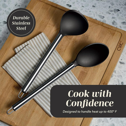 COOK WITH COLOR Utensilios de cocina de silicona, juego de utensilios de cocina, utensilios de cocina de silicona fáciles de limpiar, utensilios de cocina para utensilios de cocina antiadherentes, juego de utensilios de cocina, 10 piezas, negro