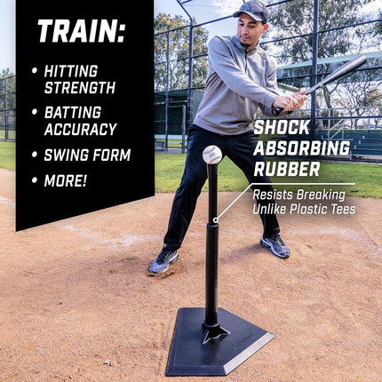 GoSports Baseball & Softball Batting Tee - Adjustable Rubber Hitting Tee for All Leagues and Skill Levels