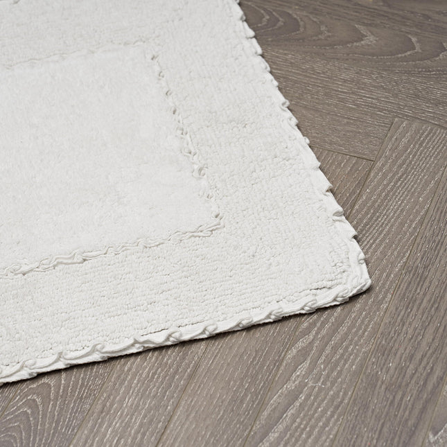 Laura Ashley Ruffle Cotton 20" x 34" Bath Rug, White