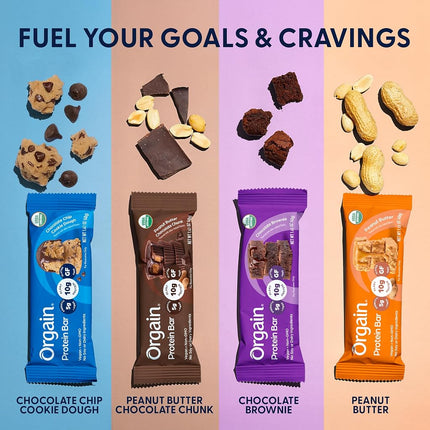 Orgain Organic Vegan Protein Bars, Peanut Butter Chocolate Chunk - 10g Plant Based Protein, Low Calorie Healthy Snacks, No Lactose or Soy Ingredients, Gluten Free, Non-GMO - 1.41 Oz (Pack of 12)