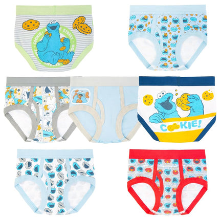 Sous-vêtements pour garçons Sesame Street avec des personnages préférés comme Elmo, Cookie Monster et Big Bird, tailles 18 mois, 2/3T, 4T, lot de 7, Cookie Monster, 2-3T