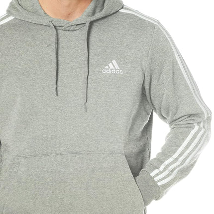 adidas Men's Essentials Fleece 3-Stripes Hoodie, Medium Grey Heather, XXS