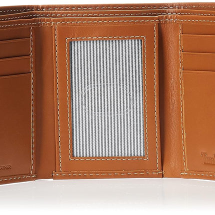 Portefeuille en cuir à trois volets Timberland pour homme avec fenêtre d'identification, Fauve (Cloudy), Taille unique