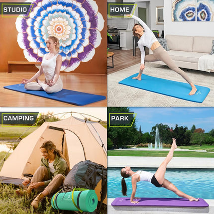 ProsourceFit Extra Thick Yoga and Pilates Mat 1" (25mm), 71-inch Long High Density Exercise Mat with Comfort Foam and Carrying Strap, Purple