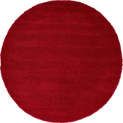 Unique Loom Solo Collection Plush Casual Red Round Rug (6' x 6')