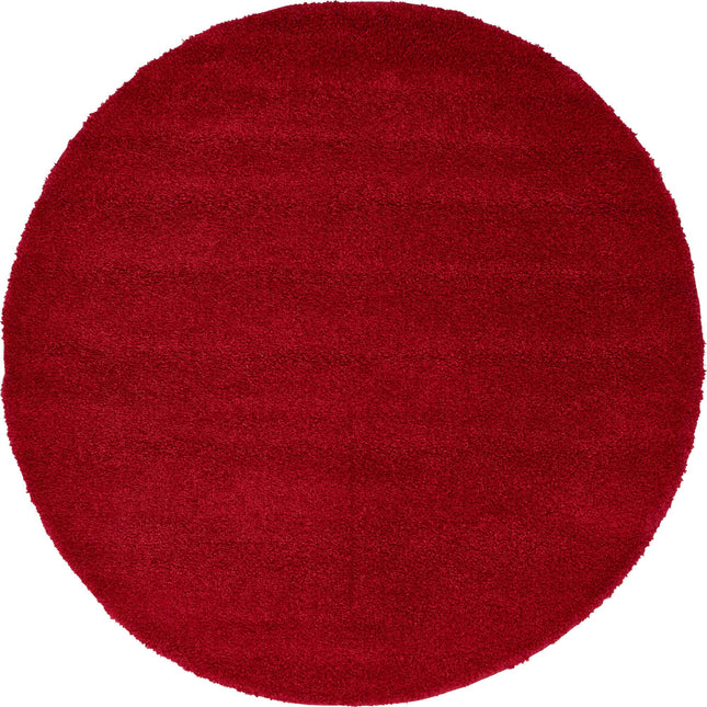 Unique Loom Solo Collection Plush Casual Red Round Rug (6' x 6')