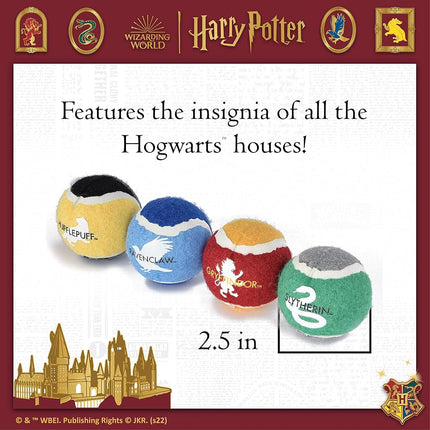 Harry Potter 4 Pack Hogwarts Pride Pet Tennis Balls | Toy Balls for Dogs | Themed Hogwarts Pride