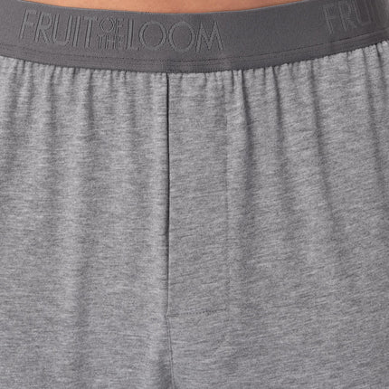 Fruit of the Loom mens 360 Stretch Short Sleeve V-neck Top and Short Sleep Pajama Set, Grey Heather, S