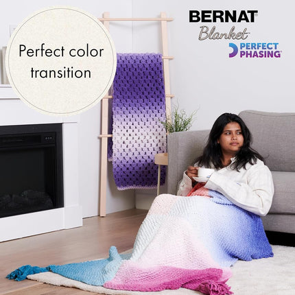 Bernat Blanket Perfect Phasing DEEP Black Cake Yarn - 2 Pack of 10.56oz/299.37g - 100% Polyester - #6 Super Bulky - 220 Yards for Knitting, Crocheting, Crafts & Amigurumi, Chunky Chenille Yarn