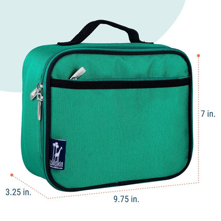 Wildkin Kids Insulated Lunch Box – Durable and Reusable for School & Travel - Emerald Green