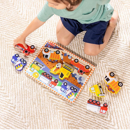 Sablon Melissa & Doug Construction Vehicles Peg Puzzle 3D 3726 (6 Pieces) � 6 Pcs