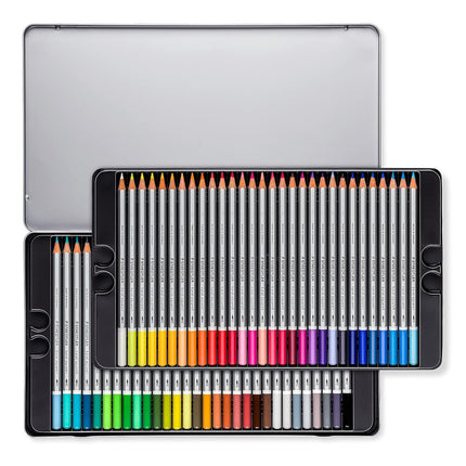 STAEDTLER 125 M60 Karat Aquarell Watercolour Colouring Pencil - Assorted Colours (Tin of 60 Pencils)