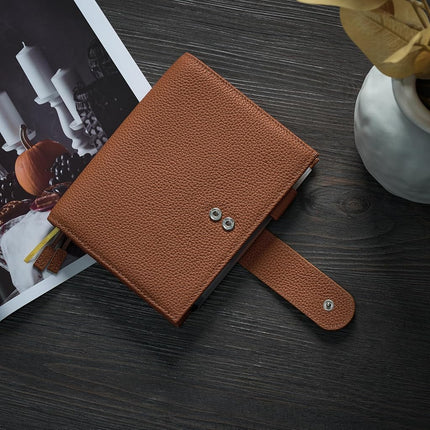 Ox Knight Leather A6 Notebook Cover - Deluxe Planner Cover Fits Hobonichi Techo, Stalogy, Midori MD Planner, and More - with Pen Loop, Card Slots, Back Pocket, and Bookmarks (Brown), 5.12Wx6.61L