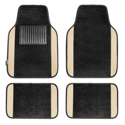 FH Group F14407BEIGE Universal Fit Premium Carpet Beige Automotive Floor Mats fits most Cars, SUVs, and Trucks with Driver Heel Pad, Full Set