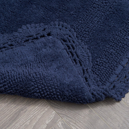 Laura Ashley Crochet Cotton 24x40 Bath Rug, Indigo