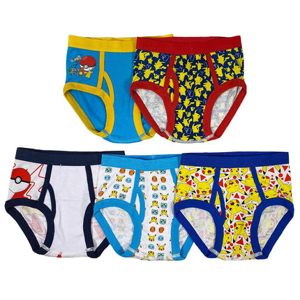 Pokemon Boys' Exclusive 8-Pack 100% Combed Cotton Briefs with Pikachu, Evee, Squirtle, Jigglypuff and More in Sizes 4, 6 & 8, 8-Pack, 8