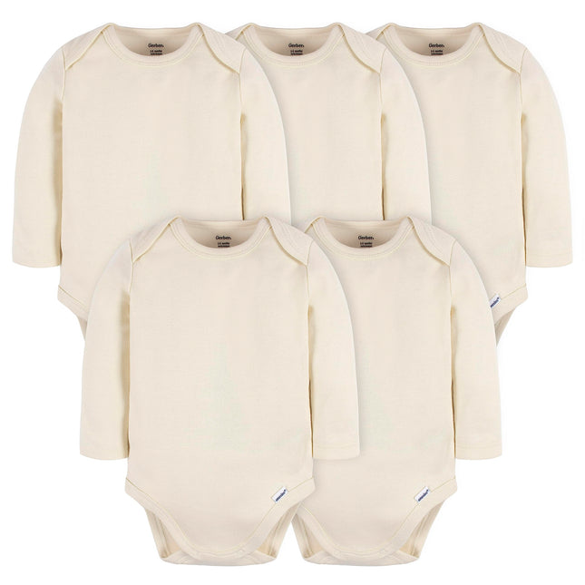 Gerber Unisex Baby Long Sleeve Solid Onesies Multi