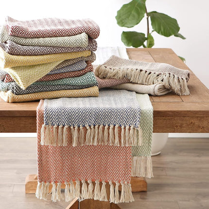 DII Woven Basic Tabletop Collection Chevron Table Runner, 15x108, Avocado