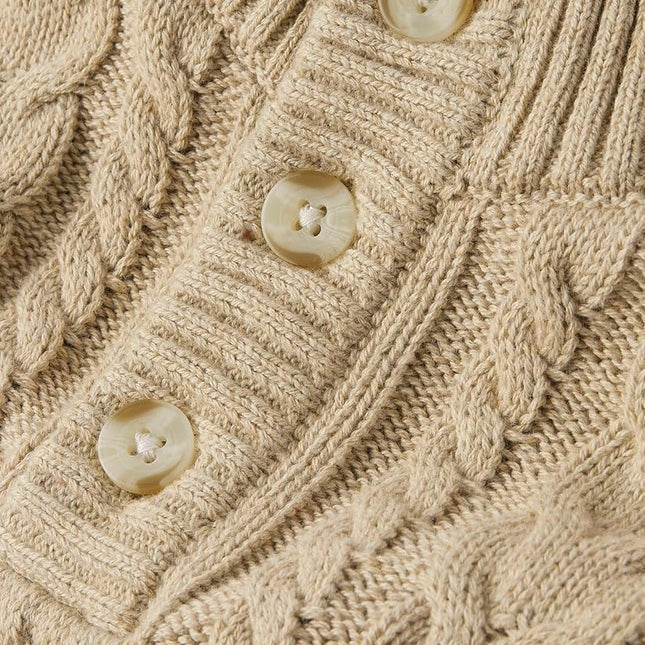 Gymboree Boys' and Toddler Quarter Button Cable Knit Pullover Sweater, Straw, 3T
