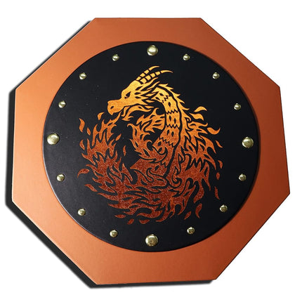 Fantasydice 12" Fire Dragon Eye Dice Tray with Lid – Extra Large Octagon with Mesmerizing Eye Design, Dice Staging Area – Holds 7 Full Dice Sets for Epic RPGs like D&D, Call of Cthulhu, and Shadowrun!