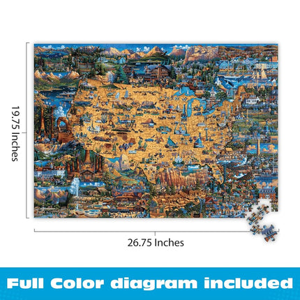 Buffalo Games - Dowdle - National Parks Map - 1000 Piece Jigsaw Puzzle for Adults Challenging Puzzle Perfect for Game Nights