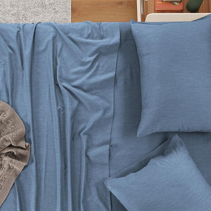 IZOD - Melange Performance Cotton Sheet Set, Durable & Long Lasting Fabric, Deep Pocket Sheets (300 TC, Twin/Denim)