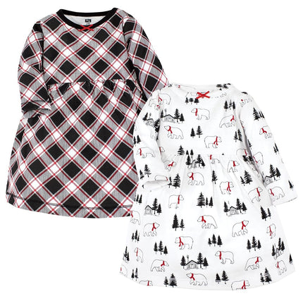 Hudson Baby Baby Girls' Cotton Dresses, Winter Bear, 6-9 Months