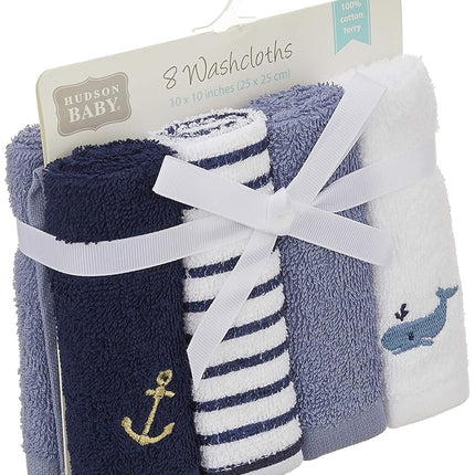 Hudson Baby Toallitas de rizo tejidas, 8 unidades, ancla, talla única