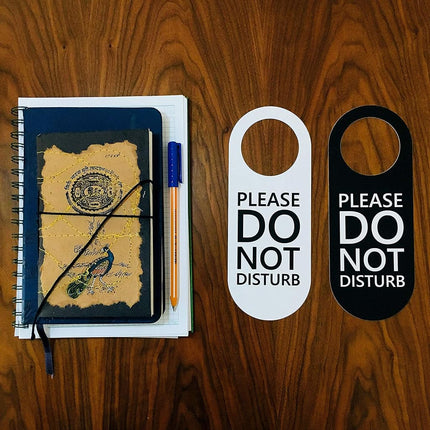 Do Not Disturb Door Hanger Sign 2 Pack (Black & White Double Sided) Please Do Not Disturb on Both Sides, Do Not Disturb Door Sign for Office, Home, Clinic, Dorm, Online Class, Meeting Session and More