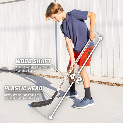 GoSports Hockey Street Set - Includes Pop-Up Goal and 2 Hockey Sticks with 2 Hockey Street Balls